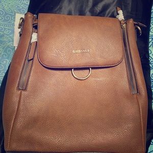 Gussaci Book bag Back Pack Purse Brown